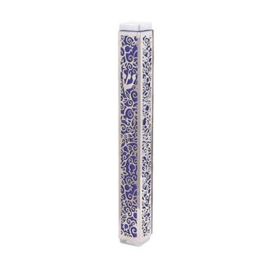 Pomegranate Purple Emanuel Anodized Mezuzah Case w/ Metal Cutout
