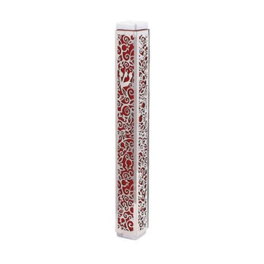 Pomegranate Red Emanuel Anodized Mezuzah Case w/ Metal Cutout