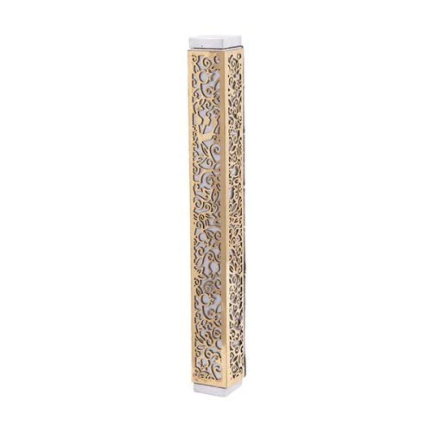 Pomegranate Copper Emanuel Anodized Mezuzah Case w/ Metal Cutout