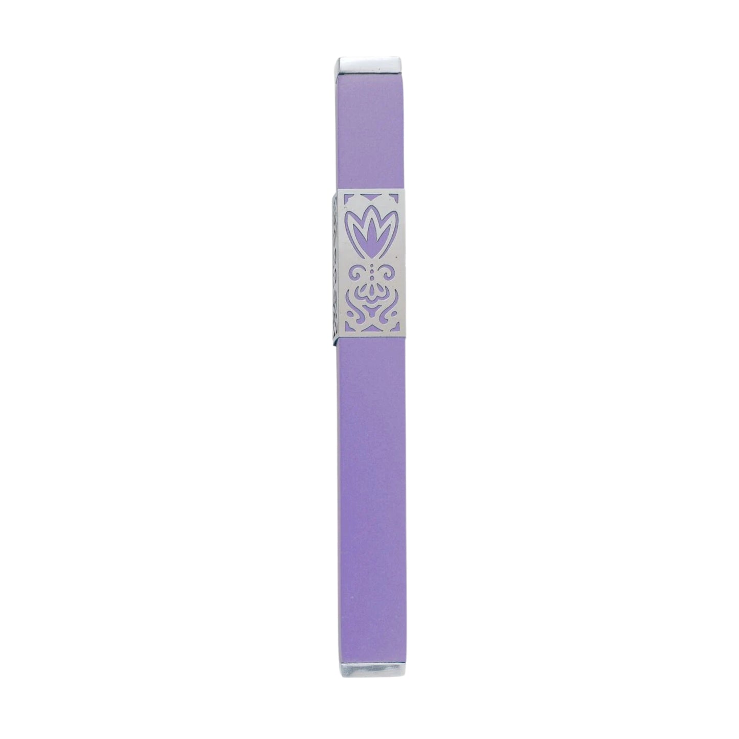 Purple Emanuel Metal Mezuzah Case w/ Metal cutout-- 12cm