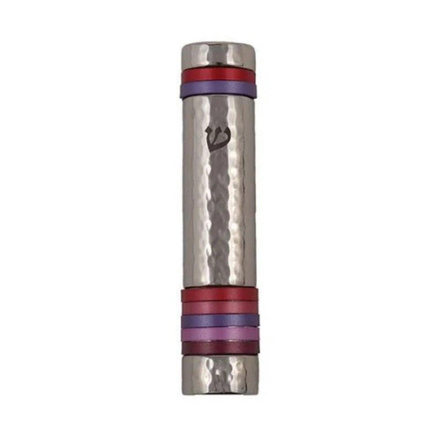 Red Emanuel Hammered Mezuzah Case w/ Rings 12cm