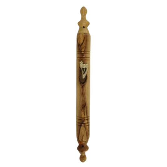 Round Olive Wood Mezuzah Case with Pointed Edges 15cm