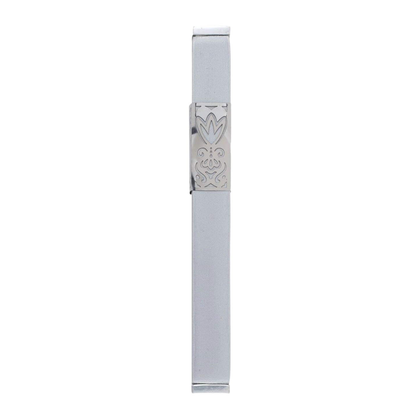 Silver Emanuel Metal Mezuzah Case w/ Metal cutout-- 12cm