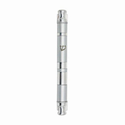 Silver Anodized Cylinder Mezuzah Case Wide Stripes