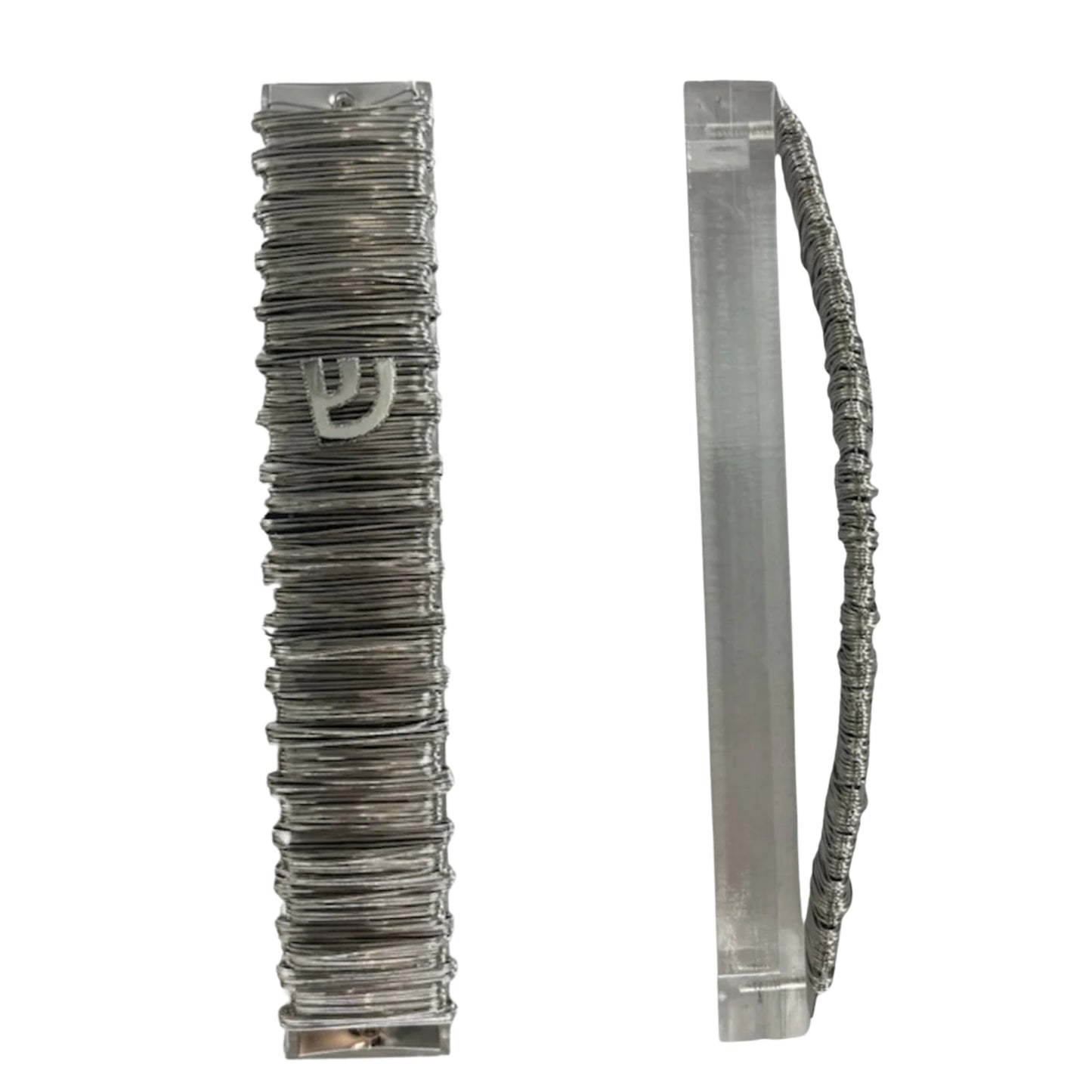 Silver Coiled Lucite Mezuzah Case 15cm