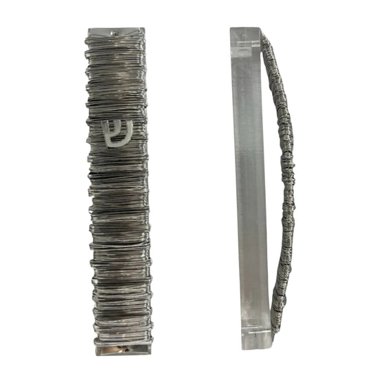 Silver Coiled Lucite Mezuzah Case 15cm
