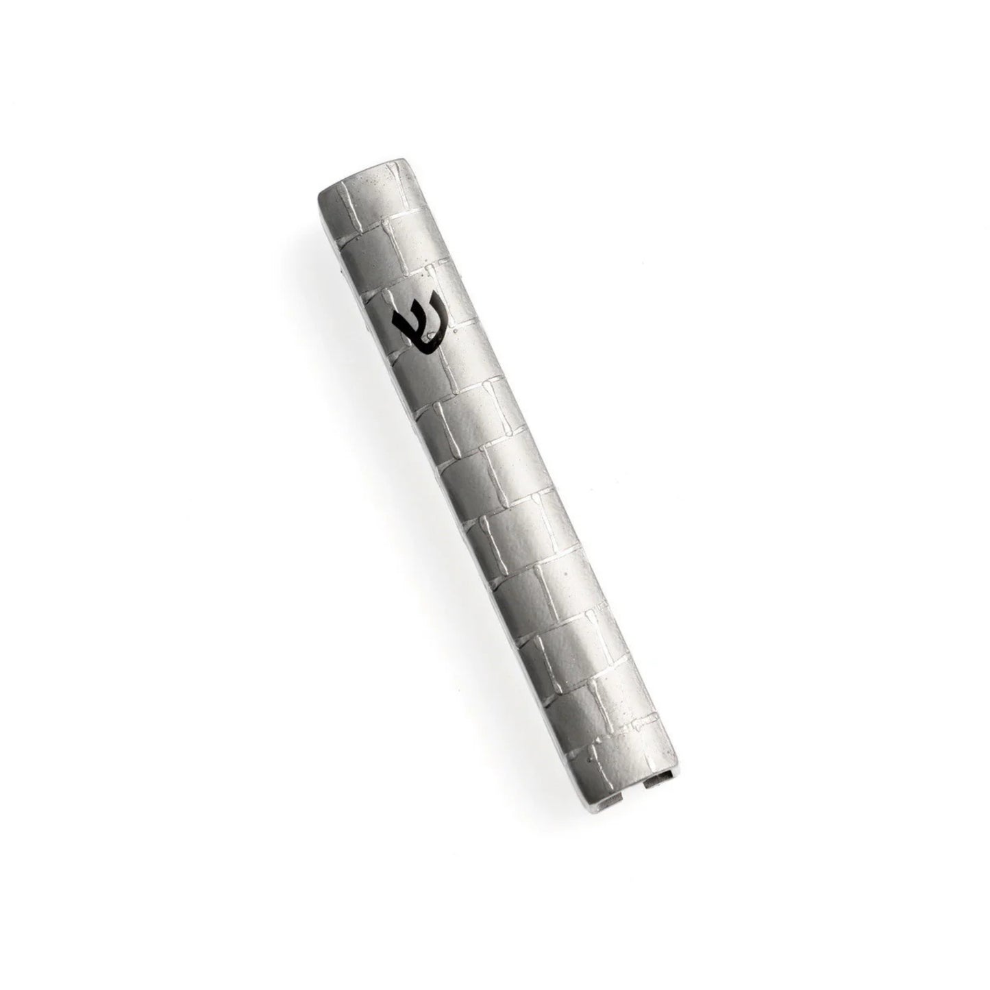 Silver Metal Mezuzah Case 15cm-Jerusalem Stone Design