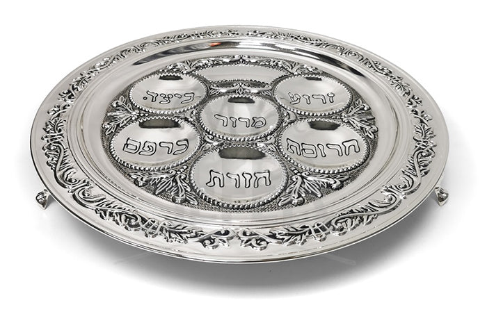 Silver Plated Seder Plate On Legs 15" D