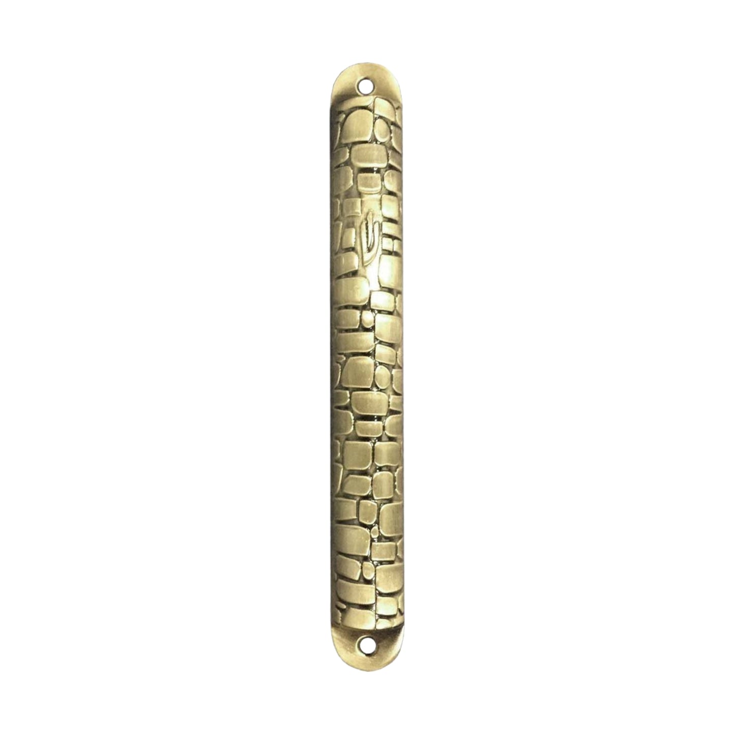 Brass Stone Wall Design Pewter Mezuzah Cases 12cm (Karshi)