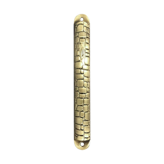 Brass Stone Wall Design Pewter Mezuzah Cases 12cm (Karshi)