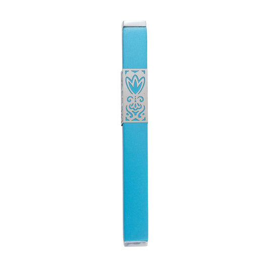 Turquoise Emanuel Metal Mezuzah Case w/ Metal cutout-- 12cm
