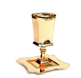 Silverplate Kiddush Cup Set With Stem-Gold