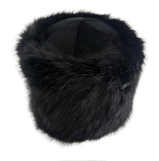 BLACK EXTRA FLUFFY PURIM SHTREIMEL SMALL
