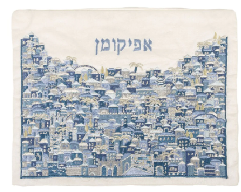 Emanuel Full Embroidered Afikoman Bag Jerusalem-Blue