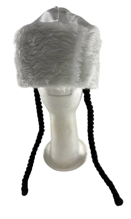 WHITE SHTREIMEL WITH BLACK PAYOS