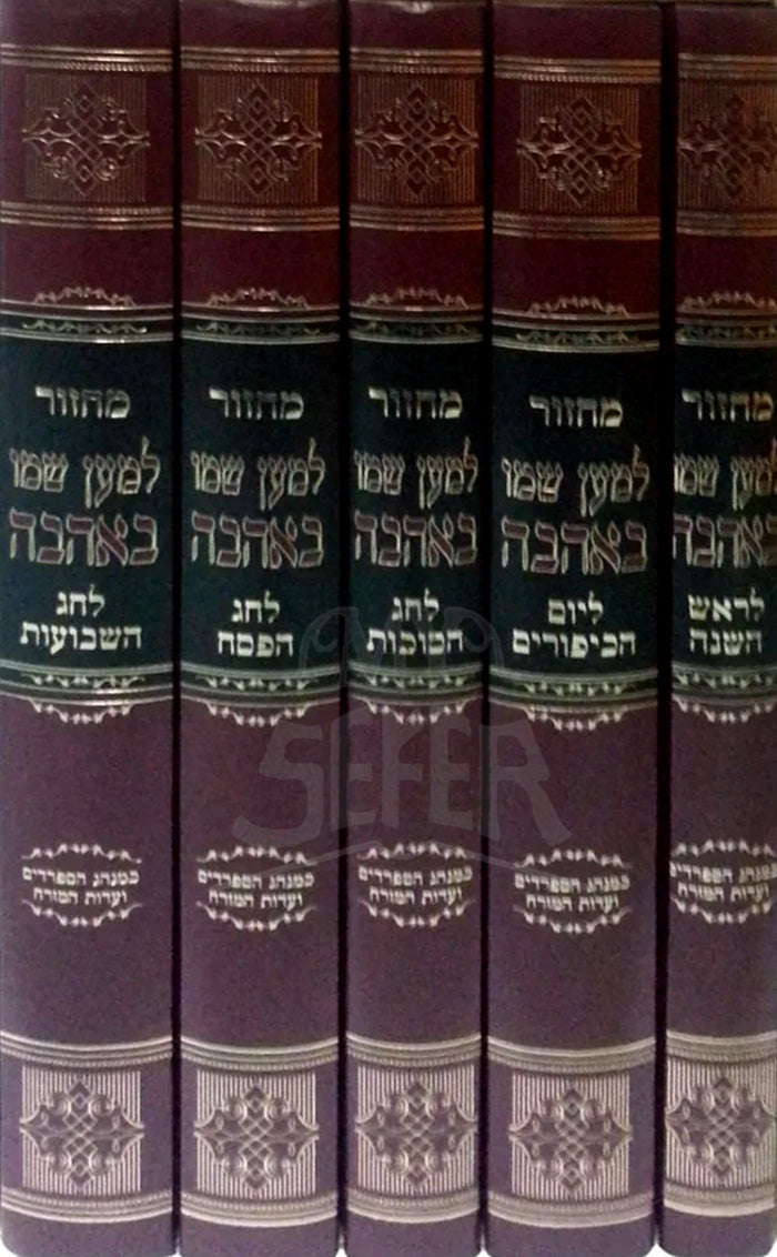 Machzor Set 5 Volume / סט מחזור למען שמו לחזן