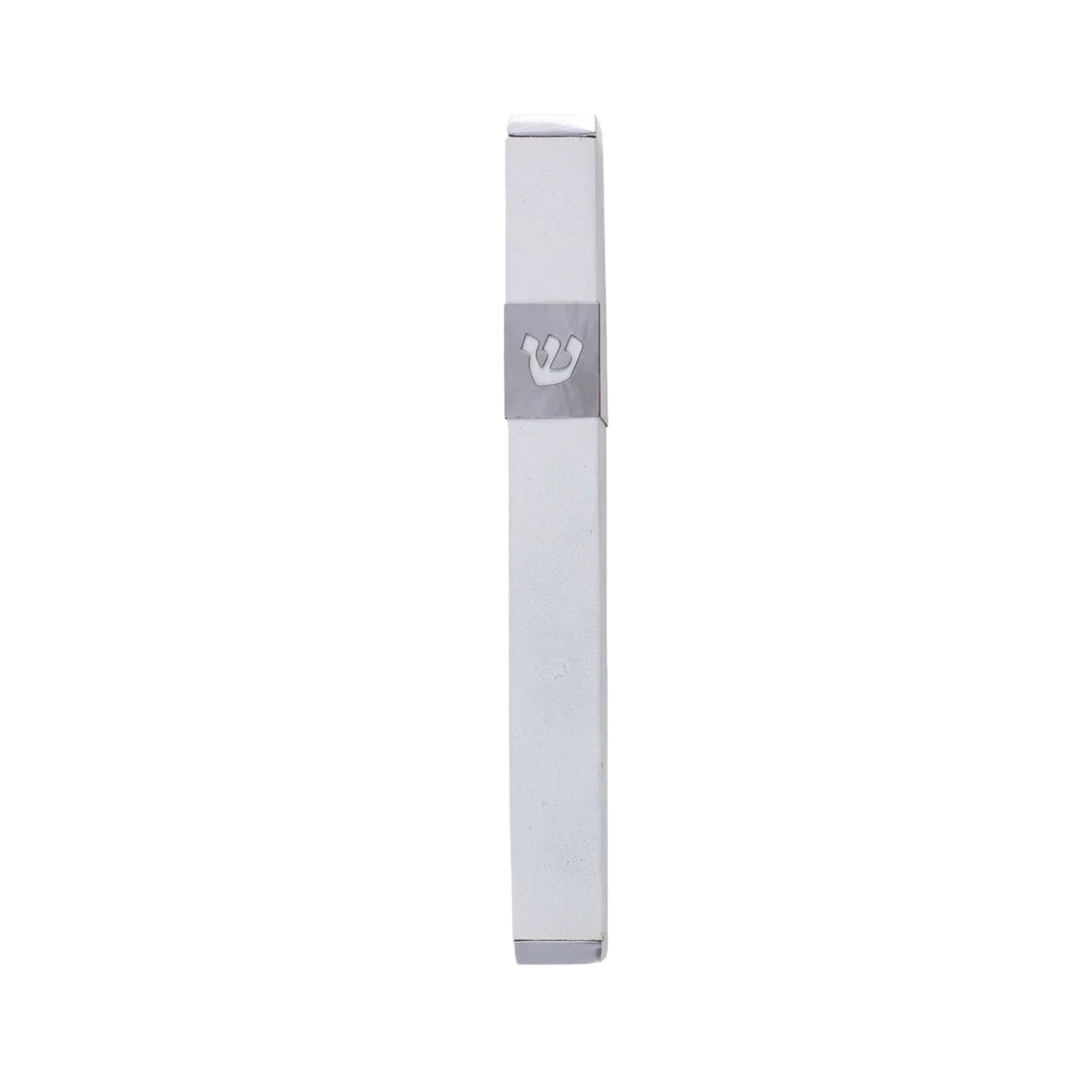 White Emanuel Metal Mezuzah Case-- 12cm