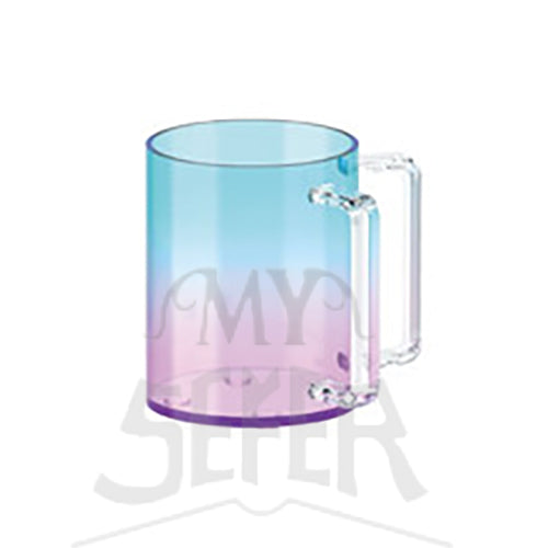 Blue Purple Colored Acrylic Washing Cup- Clear Handles 5"