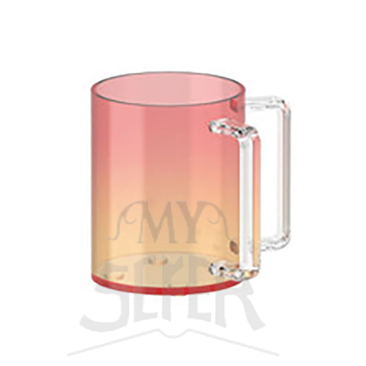 Red Yellow Colored Acrylic Washing Cup- Clear Handles 5"