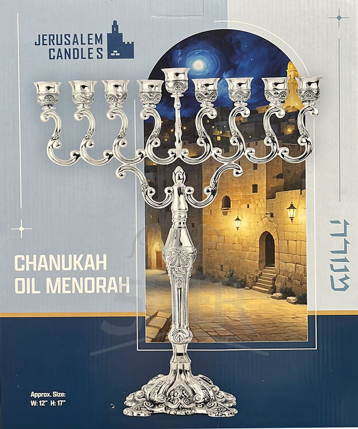 Chanukiya Oil Menorah H 17``