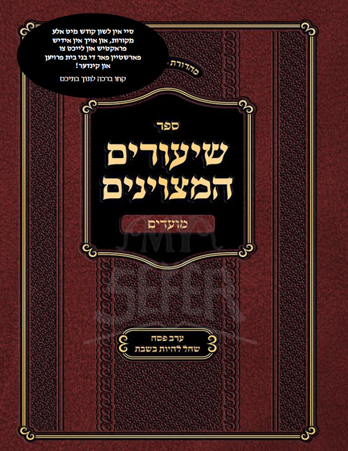 Sefer Shiyurim HaMetzuyanim - Moadim / ספר שיעורים המצוינים-מועדים