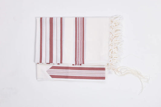 Mofet Wool Tallit - Hallel/Luxurious Weave Design: Size 60 Maroon
