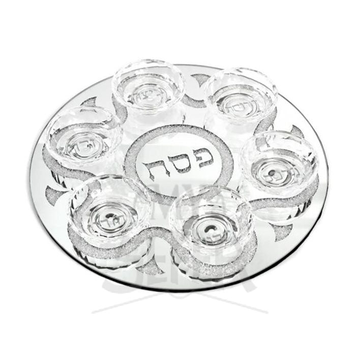 Crystal Seder Plate-15" Stones Design