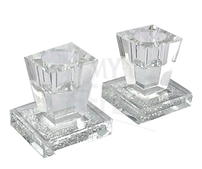 Square Crystal Candle Sticks with Stones