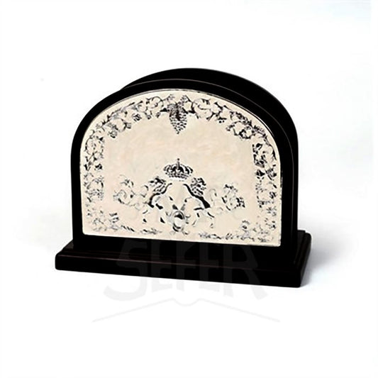 Wood and Silver Pearl Bentcher Holder 6" x 7"