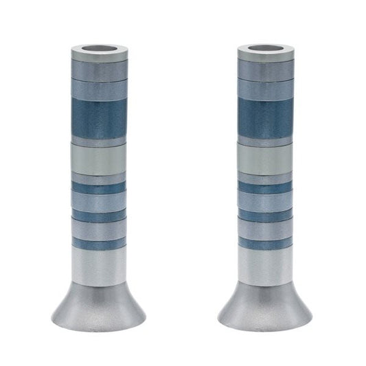 Large Anodized Candlesticks-Full Rings Grey