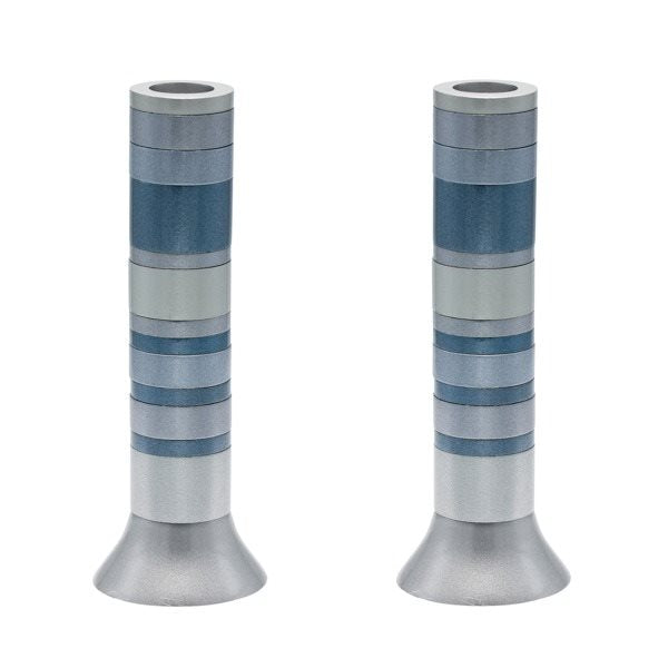 Large Anodized Candlesticks-Full Rings Grey