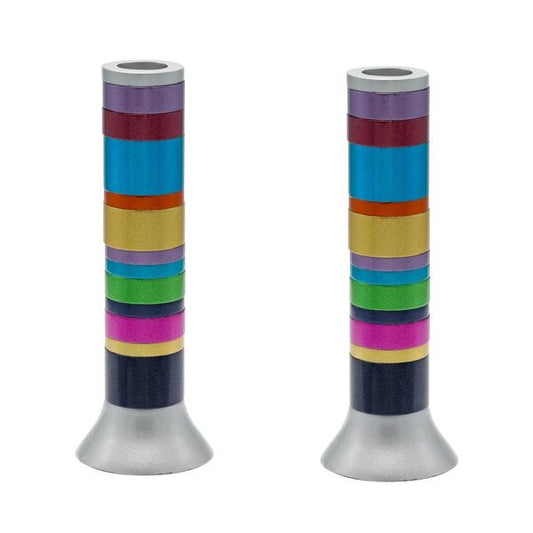 Large Anodized Candlesticks-Full Rings Multicolor