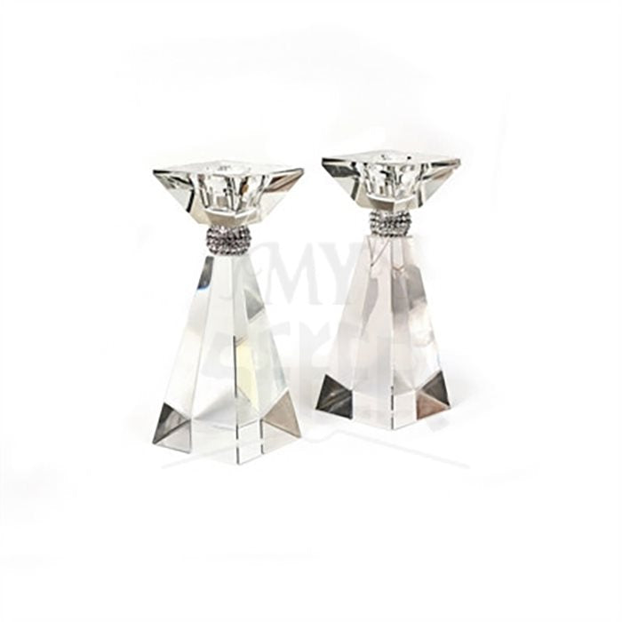 Crystal Tower Candlesticks 6"h