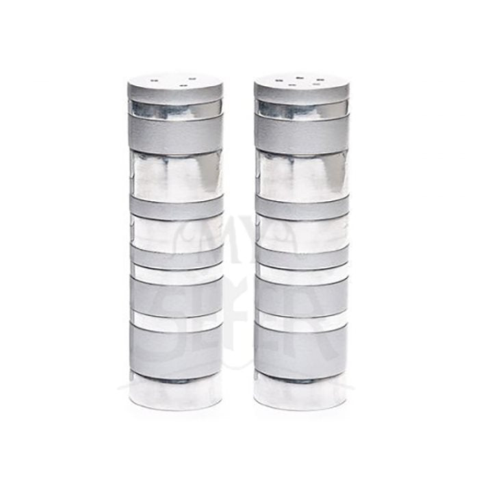 Anodized Salt and Pepper Shaker-Rings Silver