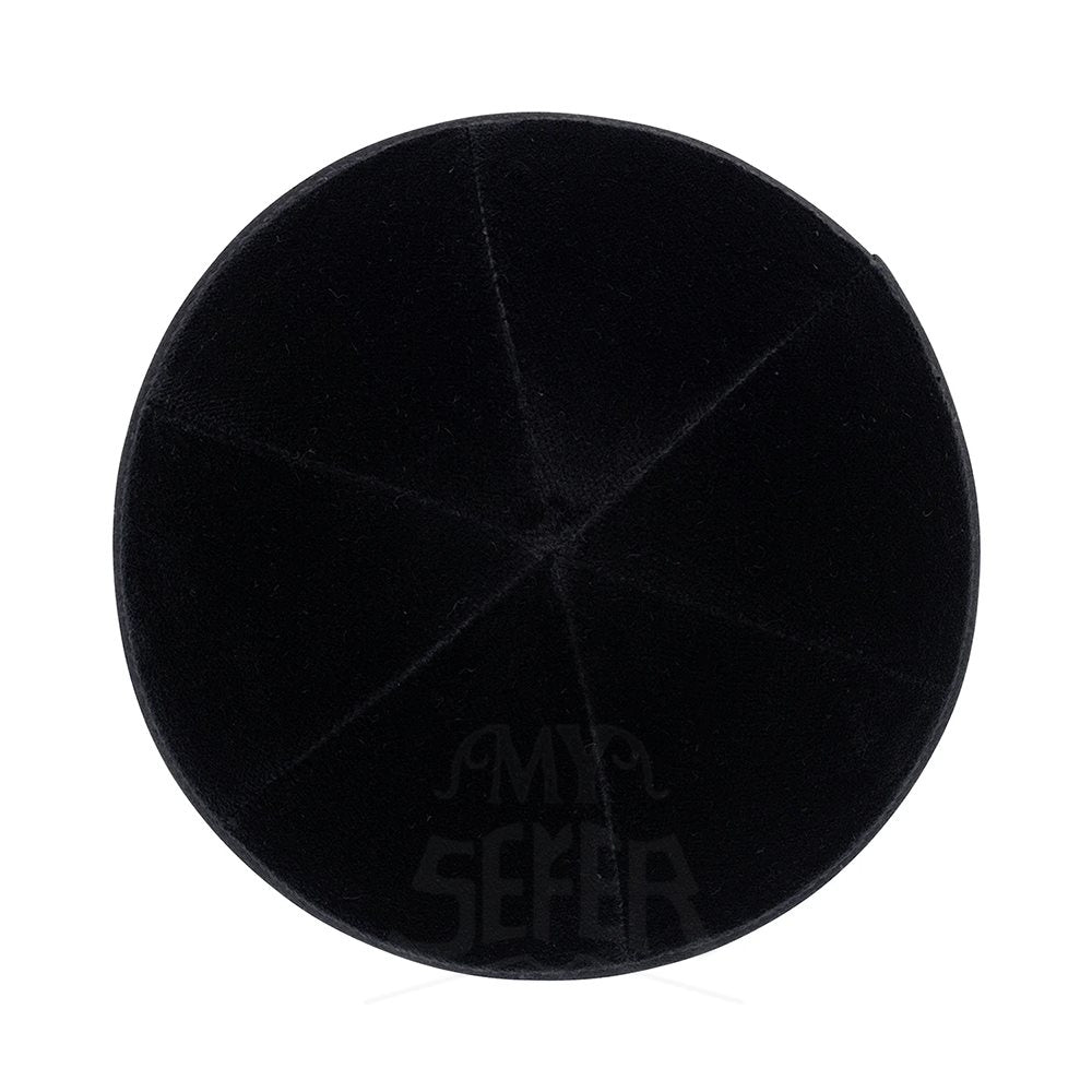 KIPPAH BLACK VELVET - 6 PANEL YARMULKE