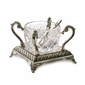 Crystal Salt Dish on Stand w/ Spoon