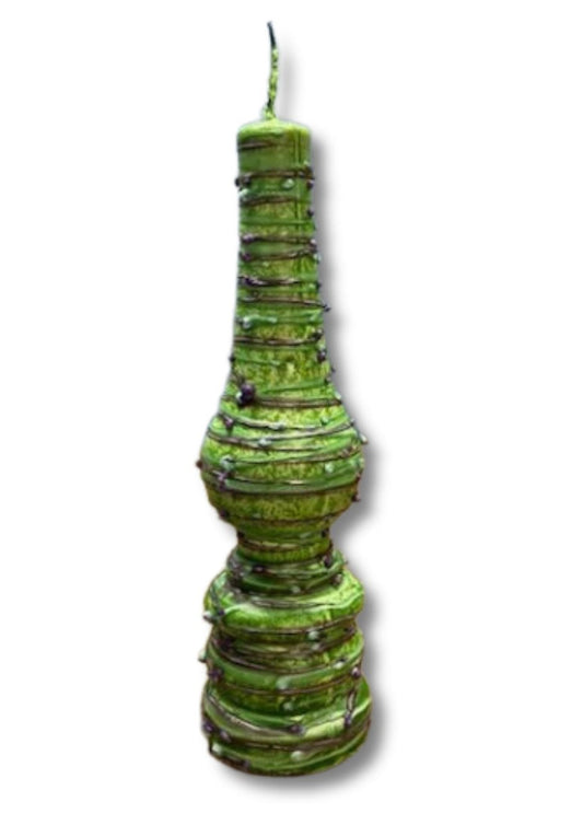 Torch Shape Havdallah Candle Drip Wax Design Green