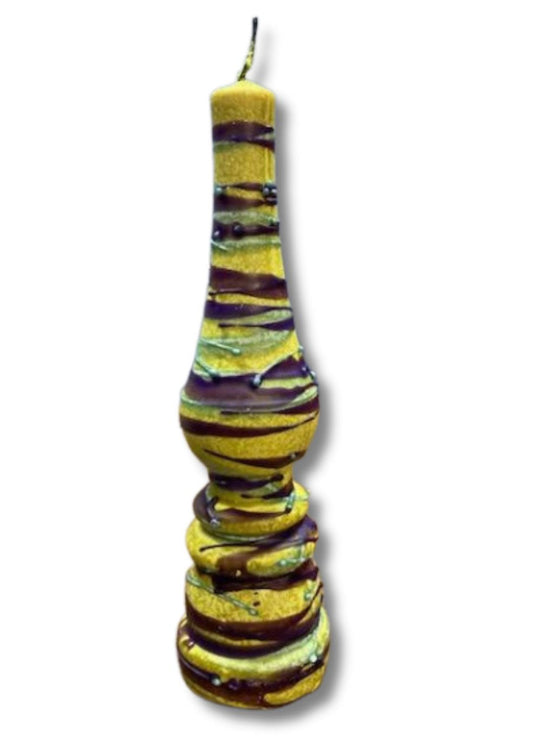 Torch Shape Havdallah Candle Drip Wax Design Yellow