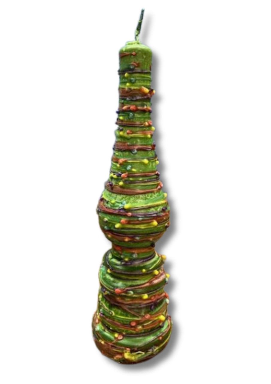Torch Shape Havdallah Candle Drip Wax Design Rainbow Green – My Sefer