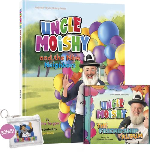 Uncle Moishy and the New Neighbors + The Friendship Album CD + FREE Tzedakah Pouch! (CD + Story Book)