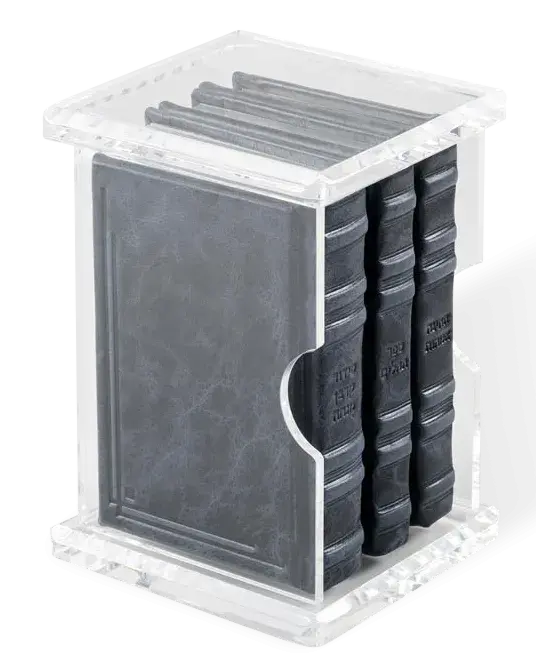 Siddur Tehillim Techina Antique Leather- Med Premium Taupe with Lucite – סידור תהלים תחינה