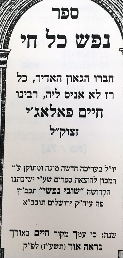 Nefesh Kol Chai - Rabbi Chaim Palagi