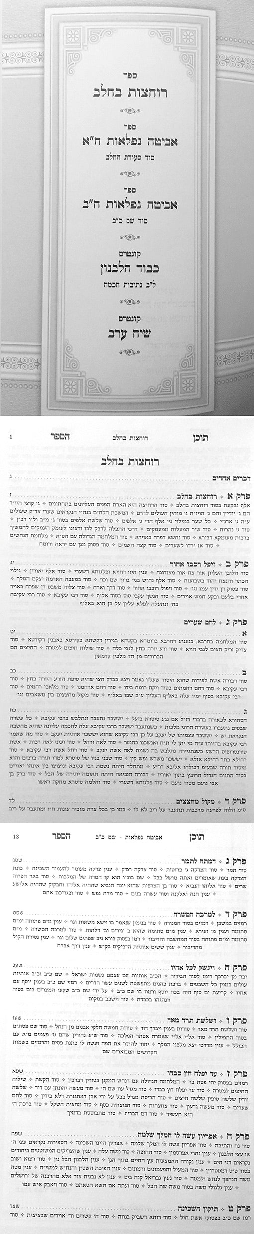 Rochatzot Bechalav / Abitah Niflaot / Kavod Halvanon