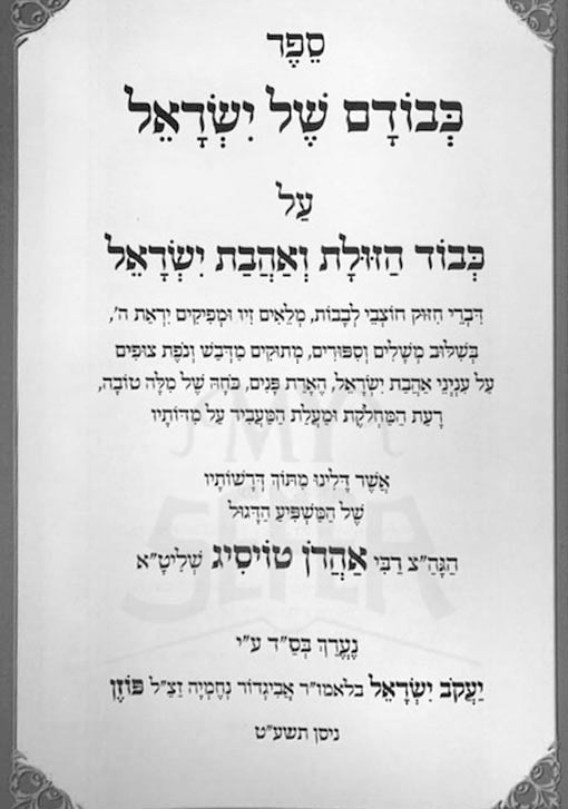 Kevodam Shel Yisroel - Rabbi Aharon Toiseg