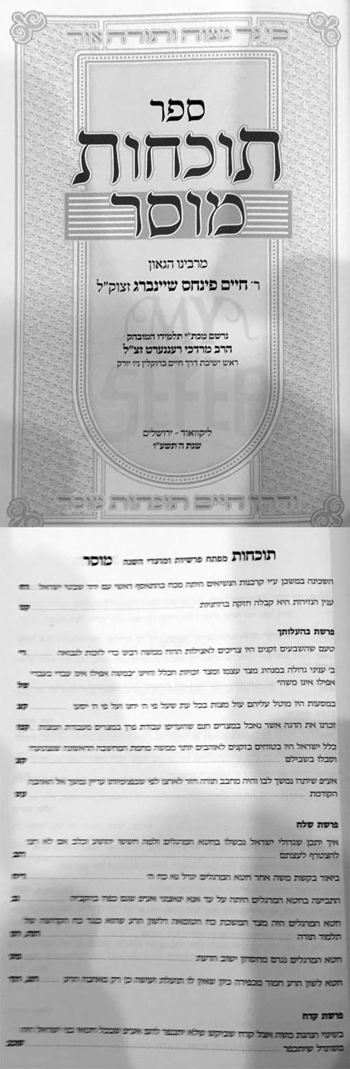 Tochachot Musar - Rabbi Chaim Pinchas Sheinberg
