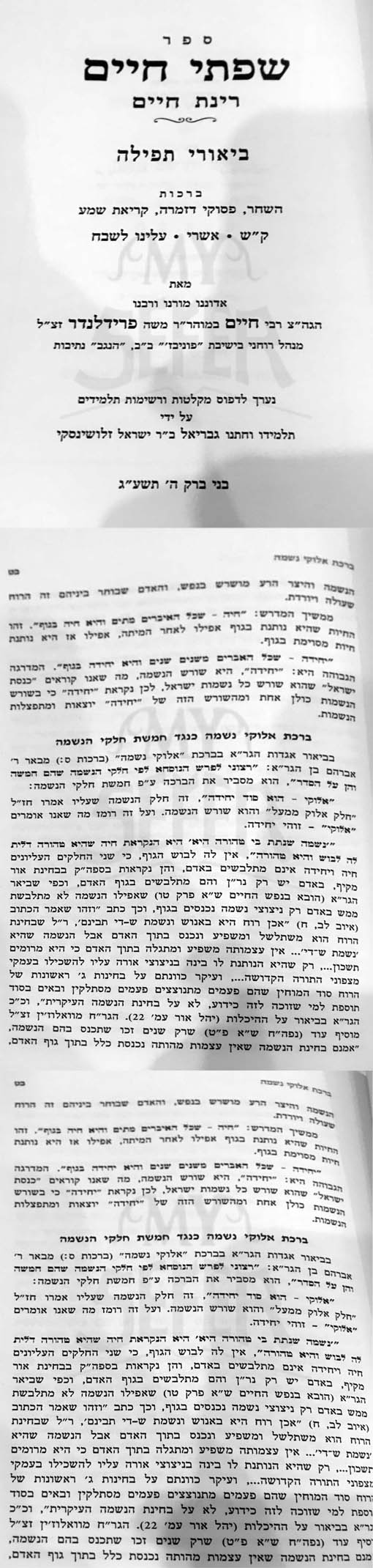 Siftei Chaim : Biurei Tafilat HaShachar (Rabbi Chaim Friedlander)