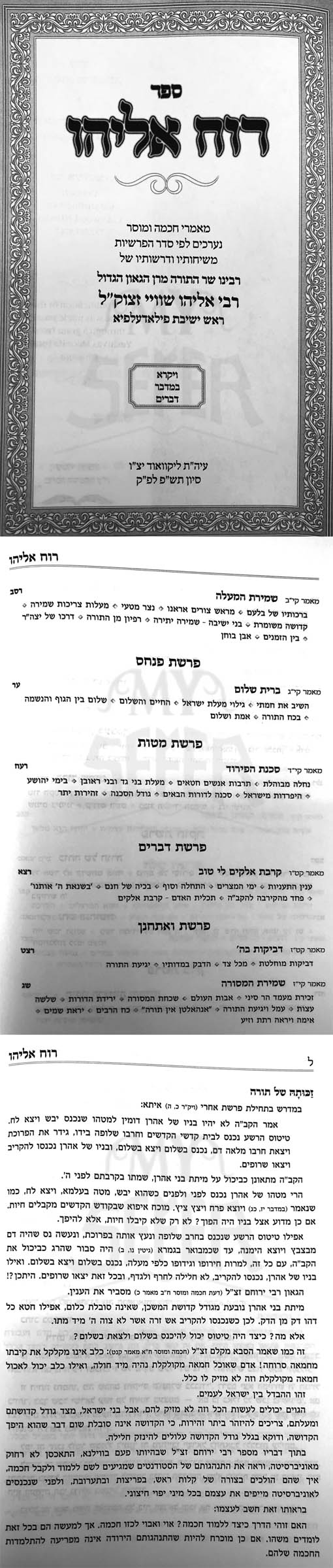 Ruach Eliyahu - Rabbi Eliyahu Shvei (Vayikra, Bamidbar and Devarim)