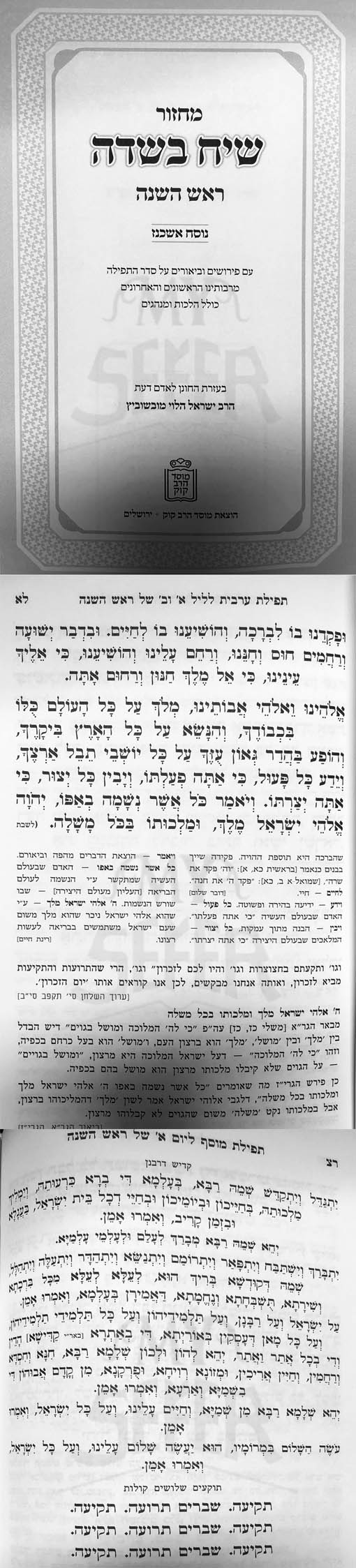 Machzor HaSadeh : Rabbi Chaim Kanievsky