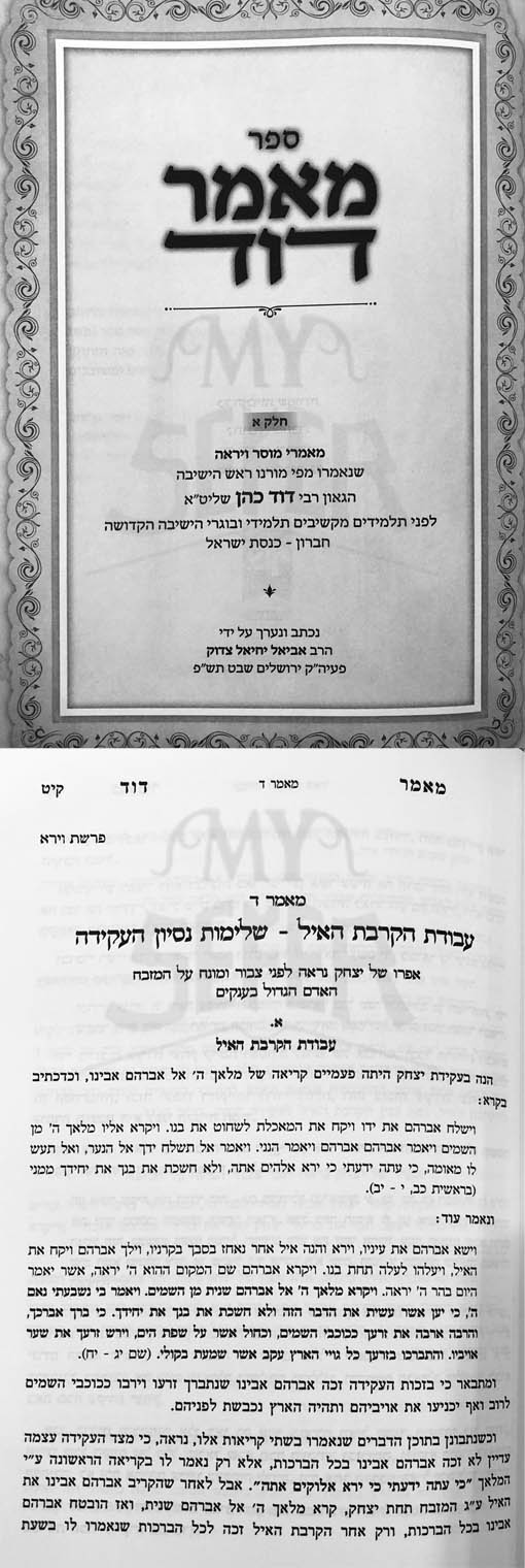 Maamar Dovid - al HaTorah UMoadim (Rabbi David Cohen)