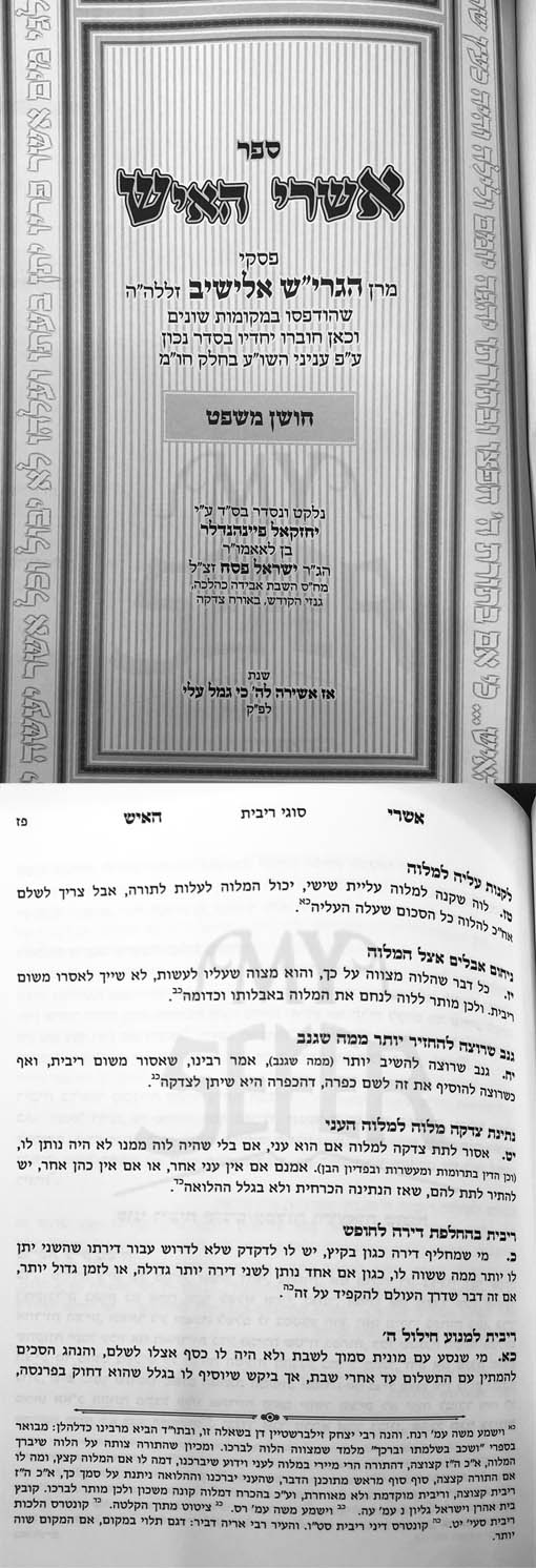 Ashrei Ha-Ish : Piskei HaRav Elyashiv al Choshem Mishpat